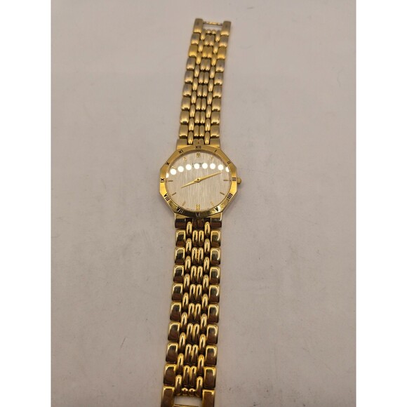 Citizen 6020-S50362 Decagon Japan Bark Dial Roman Numeral Bezel Gold Tone Watch main image 7